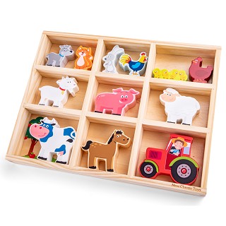 Farm animals in box